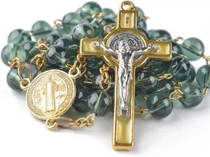 Rosary Beads Catholic for Women - Rosary Necklace for Women with Pearl Beads - Medal Cross Saint Benedict Rosary for Men - Rosarios Catolicos for Christmas Gift