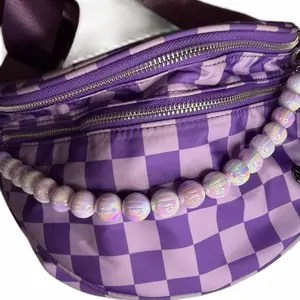 16-in Blush Pink Beaded Bag Chain Strap, Stylish Accessory for Girly Luggage & Bags
