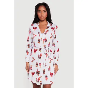 Teddy Bear Striped Print Cami Nightgown with Robe