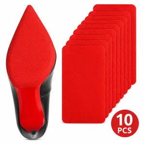 10 Pcs Red Sole Protectors for Christian Louboutin Heels, Self-Adhesive Anti Slip Silicone Shoe Grips, 6" x 4" Medium Size Red Bottom Protector Pads Compatible with Louboutin Shoes outdoorfun