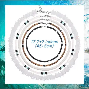 Kuzzoi Unisex Handmade Puka Shell Necklace - Natural Seashells, 45+5cm Durable Alloy Chain, Adjustable Extension Chain, Lobster Clasps, Stylish Beach Costume Jewelry Gift for Summer Surfer, Shell Necklaces