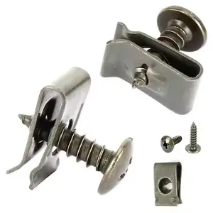 Automotive Body Self-Tapping Screws with U-Type Nut Clamp Set, Metal Fastener Clips for Engine Hood Splash Guard Bumper Mud Flap Liner Fixing Rivets, Car Accessory, Automotive Accessories