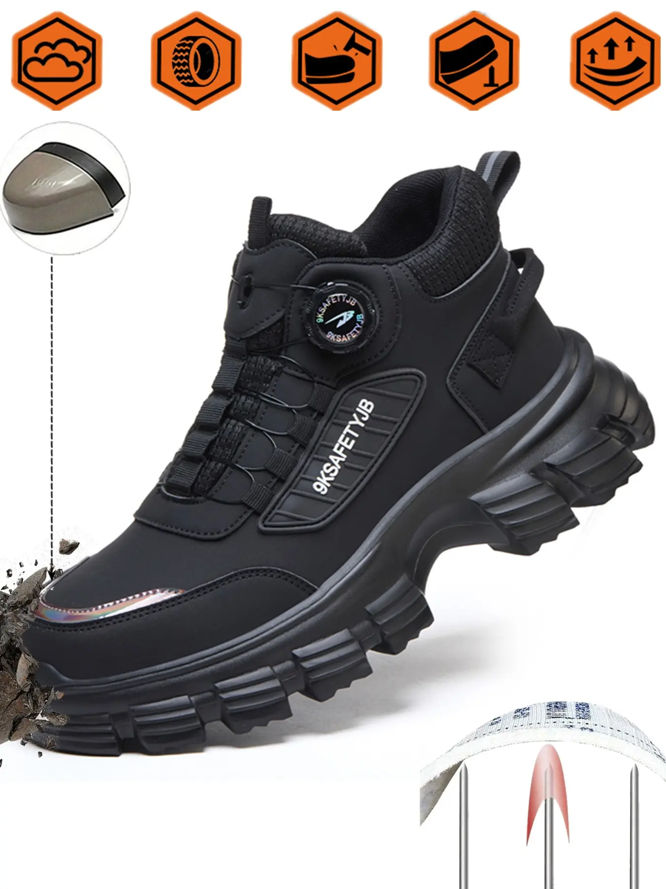 Unisex Safety Shoes, Work Shoes, Anti-Slip Rubber Sole, Steel Toe Cap, Waterproof & Durable Design, Ideal for Construction & Warehouse Use