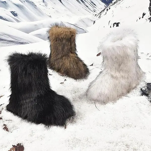 PISUMG Kids Fur Boots,Kids Warm Plush Lining Furry Winter Boots for Toddler,Cozy Fuzzy Boots for Kids