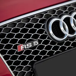 3D ABS Chrome Black Logo RS Emblem Car Front Grill Badge Sticker, Car Decorative Sticker, Auto Styling Accessories For AUDI Quattro RS Sline A1 A3 A4 A5 A6 A8 Q1 Q3 Q5 Q7 Q8 S3 S5 S6 S8 RS3 RS5 RS6 RS8 SQ3 SQ5 SQ8 RSQ3