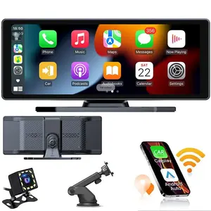 10.26 Inch Portable Wireless CarPlay Android Auto Car Stereo 4K 360 Camera Night Vision Collision Sensor 64GB GPS Voice Control Smart Screen Backup Camera Parking Assist Mirror Link Handsfree Calling Music Streaming All Vehicles 2026 New Upgrade Cinandrow