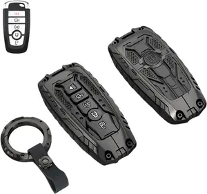 Heavy Key Fob Cover Case Protector for Ford, , Accessories for Ford Explorer Fusion Escape Edge Expedition F150 F250 F350 F450 F550 Maverick Mustang 3/4/5 Buttons (Model-A Black)