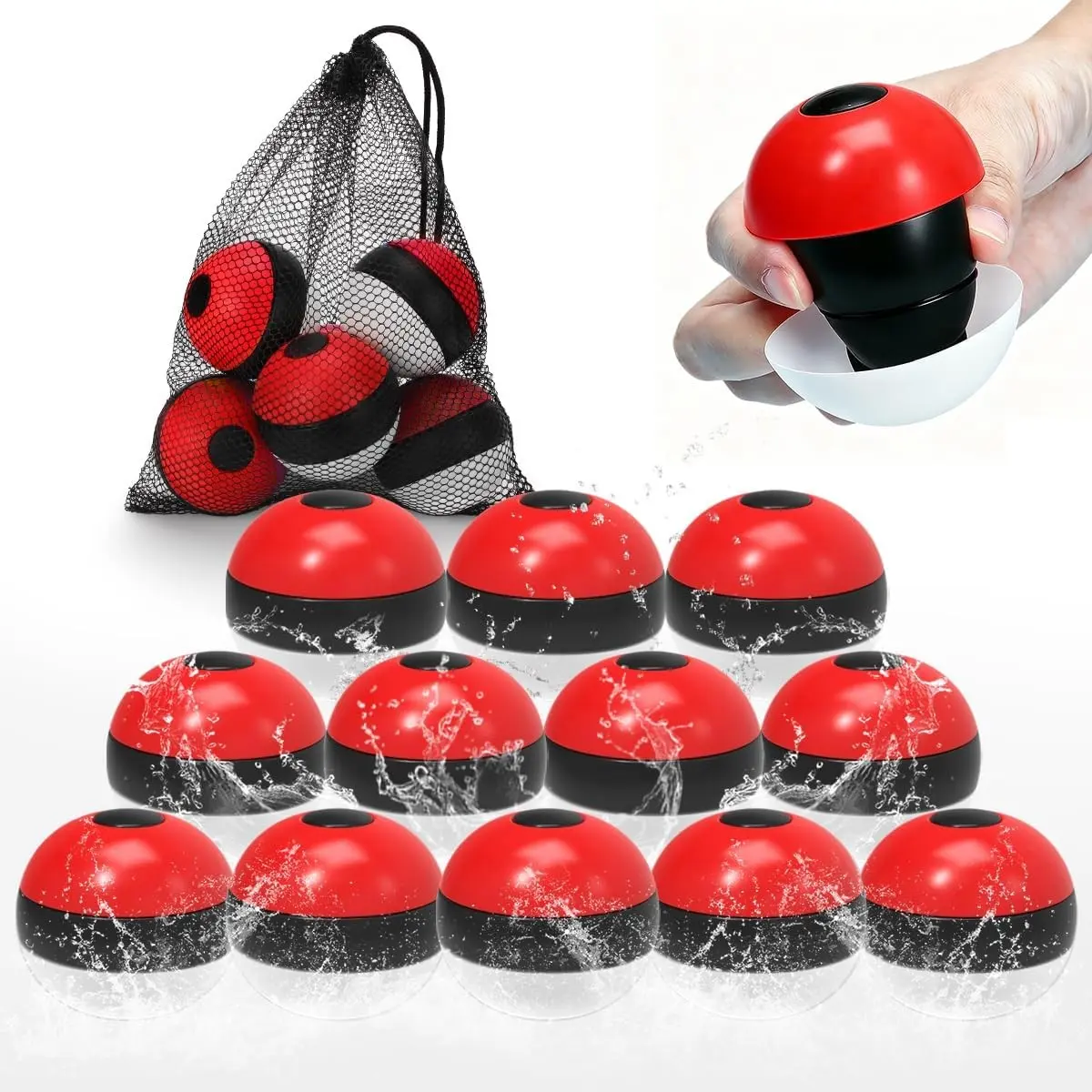 Reusable Water Balloons 12 Pcs, Refillable Self-Sealing Water Bombs, Quick Fill Silicone Water Balls for Kids, Non-Magnetic Splash Toys for Outdoor Summer Fun, Pool Beach Backyard Water Park Games