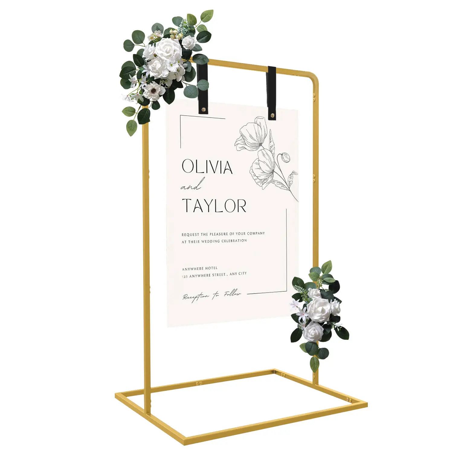 Wedding Welcome Sign Stand, 50.4"-67.2'' Scalable Adjustable Height Wedding Sign Holder for Seating Charts ,Welcome to Our Wedding Sign Stand for Event Decor,Welcome Sign Stand for Party to Welcome Guests
