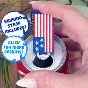 Tab Buddies Country Flags! USA, Canada, Argentina Flag - Soda Can Tab Opener with Keychain strap- Unique Accessibility Patriotic American arthritis disabled July 4 Present Gift Kitchen Utensils