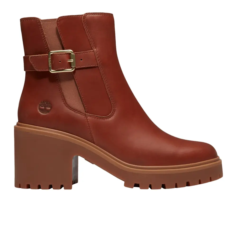 Timberland Womens Stone Heights Mid Chelsea Casual Boots Ankle Low Heel 1-2" - Brown