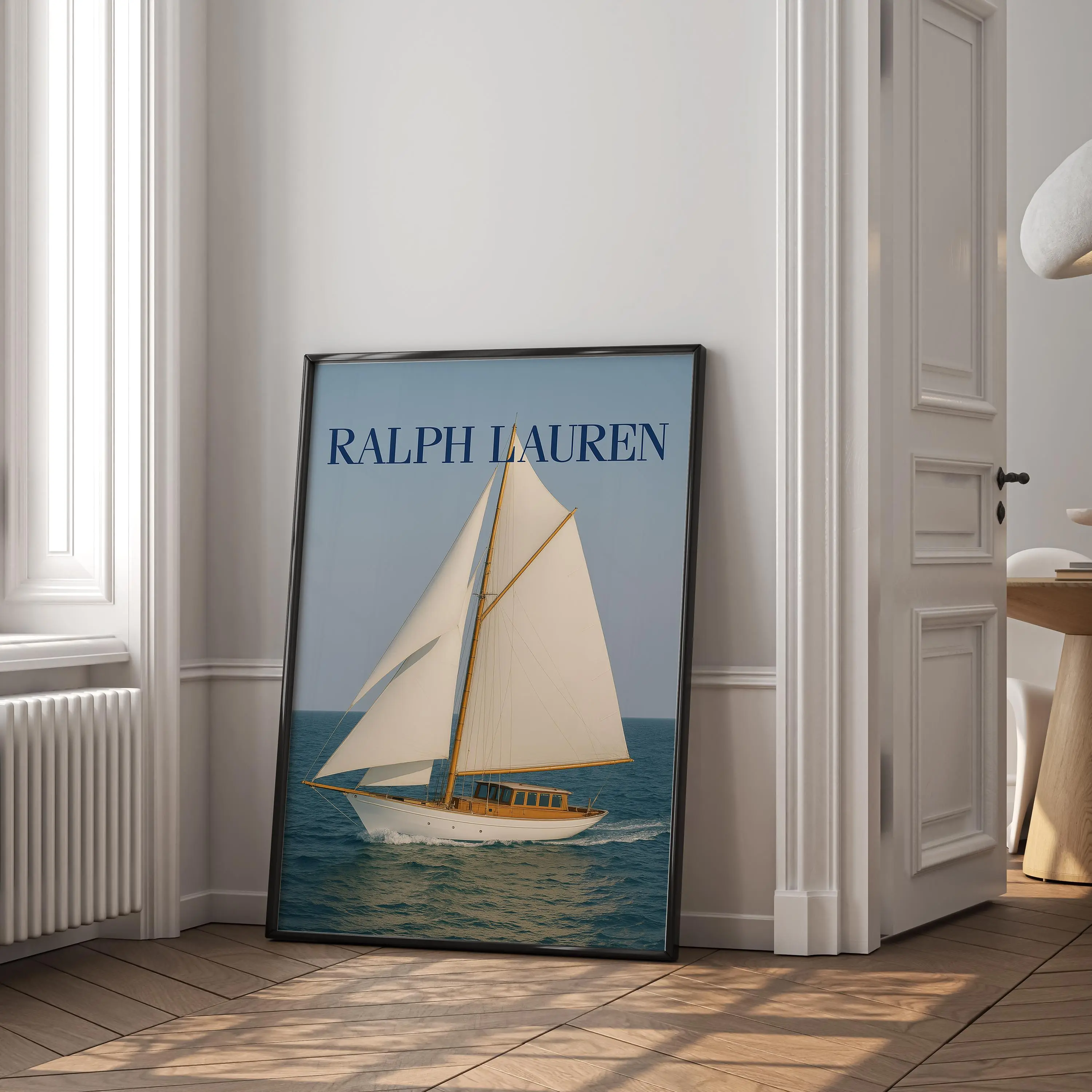 Ralph Lauren Sailboat Print: Coastal Yacht Art, Old Money Nautical Decor, Fashion Magazine Style