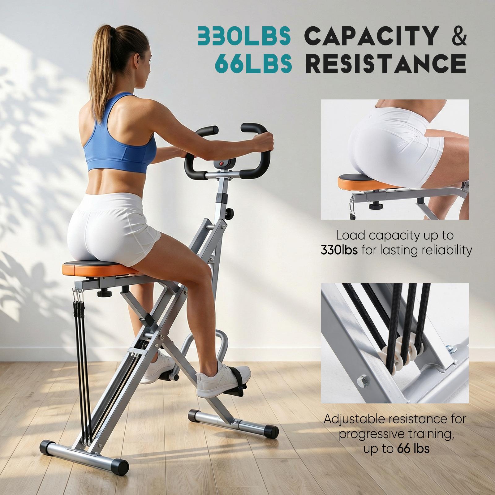 Squat Machine, Deep Squat Rowing Machine for Home, Easy Setup & Foldable Exercise Equipment, Glute Trainer Machine with 2/3 High-Strength Resistance Bands, Glutes & Leg Home Workout Machine Home squat machine, a 330-pound weight-bearing lower body