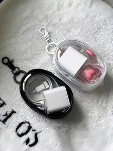 Clear Plastic Charger and Cord Organizer Mini Zipper Keychain, Portable Earbud and Cable Storage Case， Multifunctional Storage Bag for Travel, Daily Use