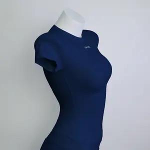 (with logo)Df Impact Short Sleeve Training Top| Slim Fit Sculpting Workout Top Breathable Quick Dry 4-Way Stretch Buttery Soft