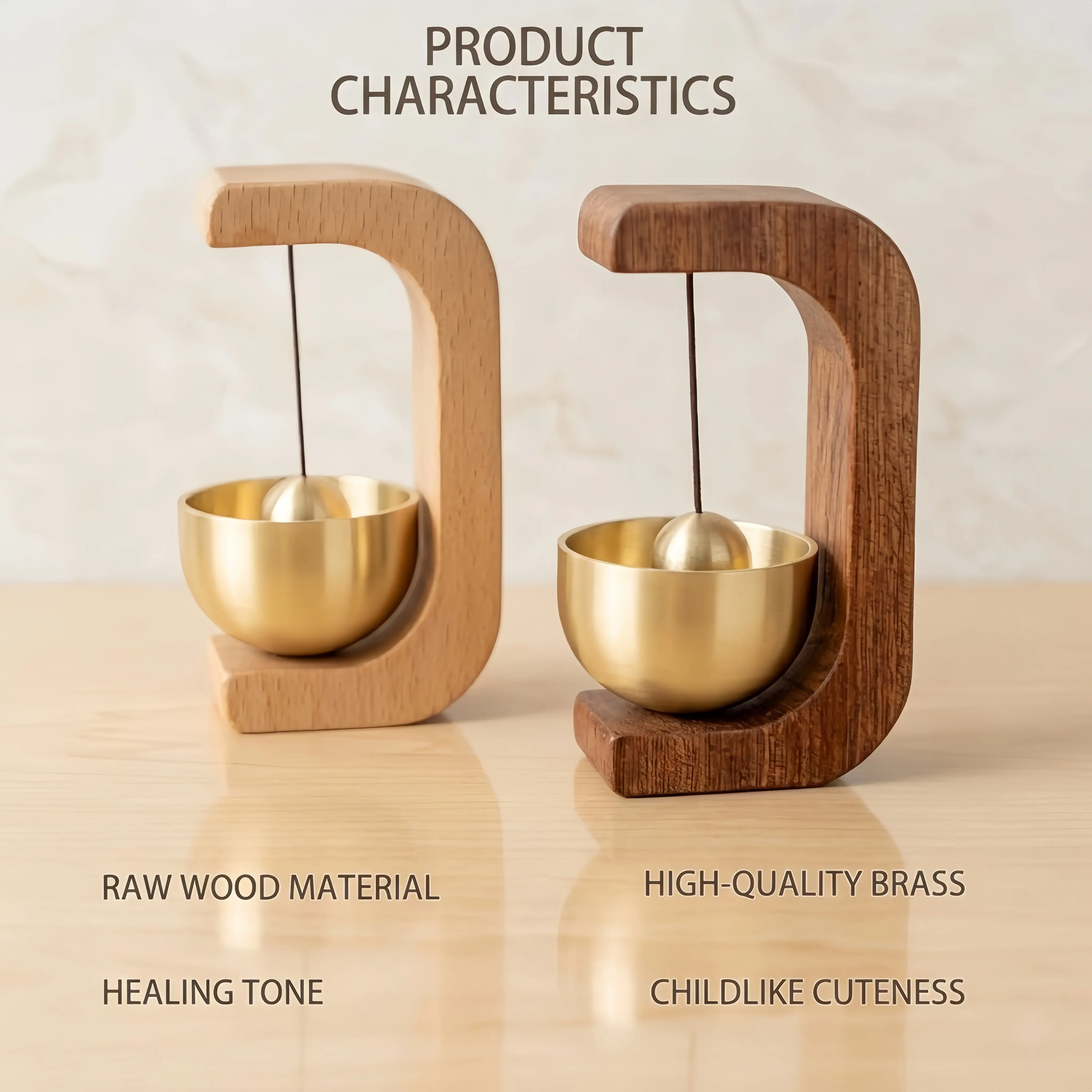 2 Pack Wooden Door Bell Wind Chime, Vintage Hanging Entry Door Chime for Front Door, Farmhouse Wall Decor and Housewarming Gift