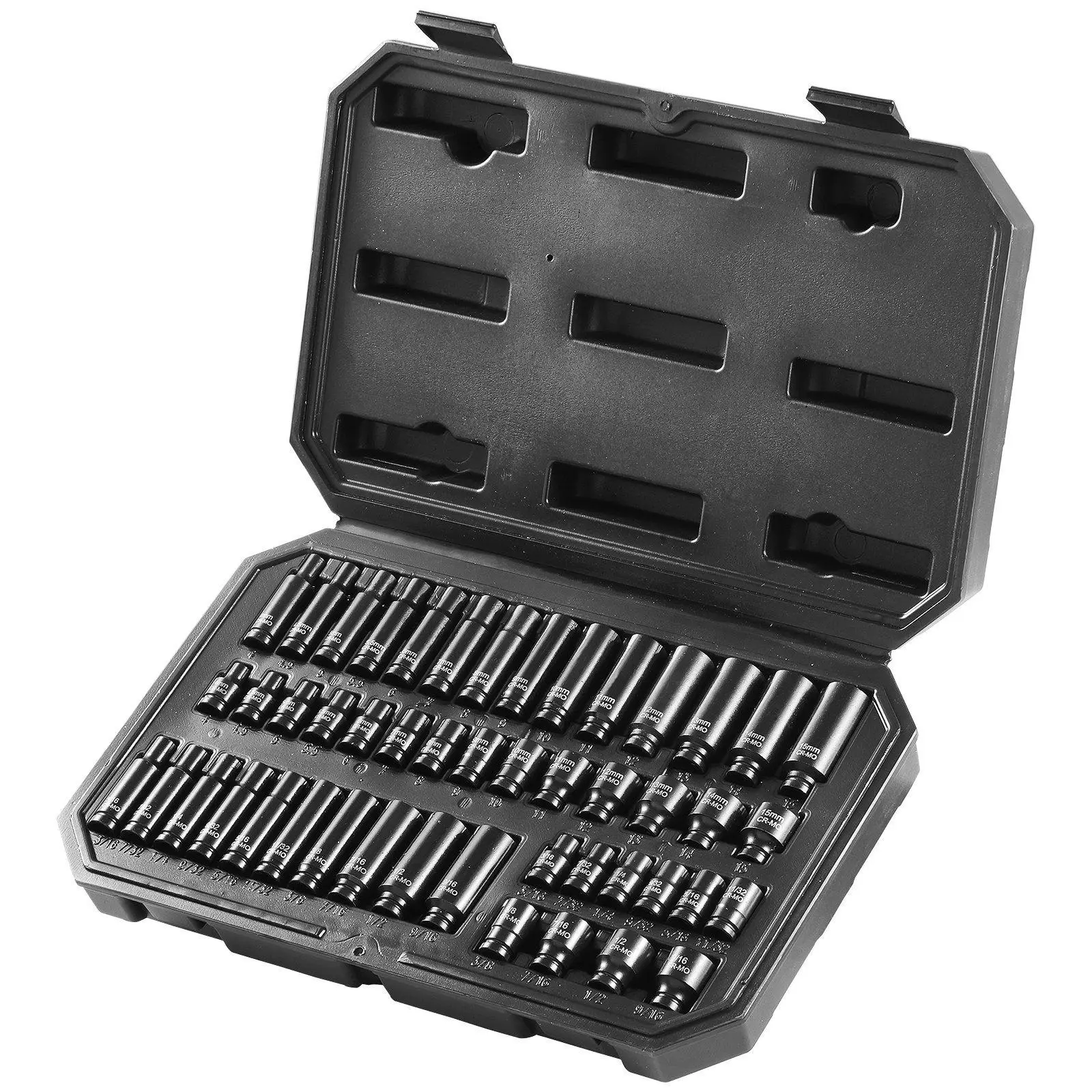 【summerfinds】VEVOR 48-Piece 1/4" Drive CR-MO High Torque Socket Wrench Set - SAE Shallow (3/16"-9/16"), Metric Deep/Shallow (4-15mm) 6-Point, Ratchet Drive Bit & Tool Box, High Torque Tool