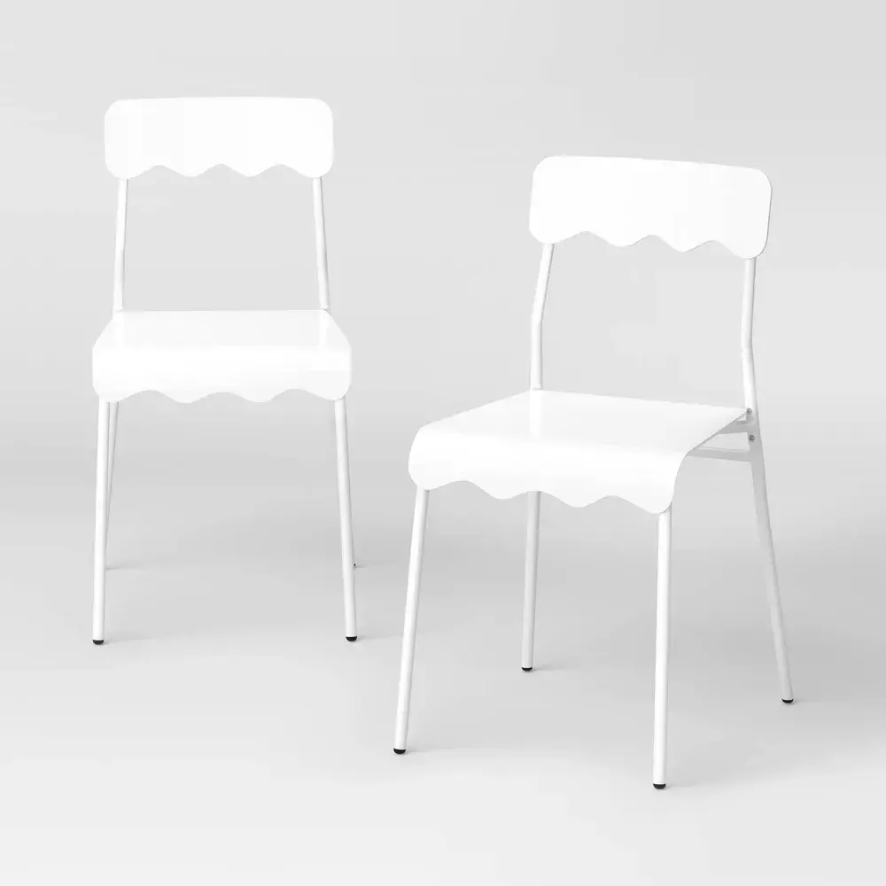 2pk Scalloped Metal Dining Chair White - Room Essentials 2pk Scalloped Metal Dining Chair White - Room Essentials