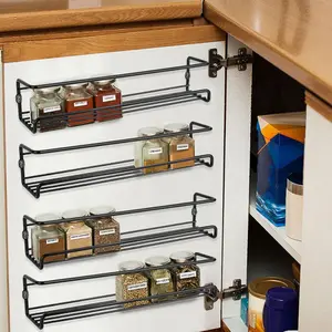 2/4PCS Wall-Mounted Spice Racks Organizer Set with Adhesive Stickers & Screws, Space-Saving Organizer for Kitchen, Pantry, Cabinet Doors & Bathroom
