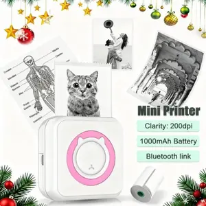 Mini Printer,Portable Bluetooth Sticker Maker, Inkless Printer with Rolls Thermal Paper,Print Pods for Photos Receipt Memos Notes Work List