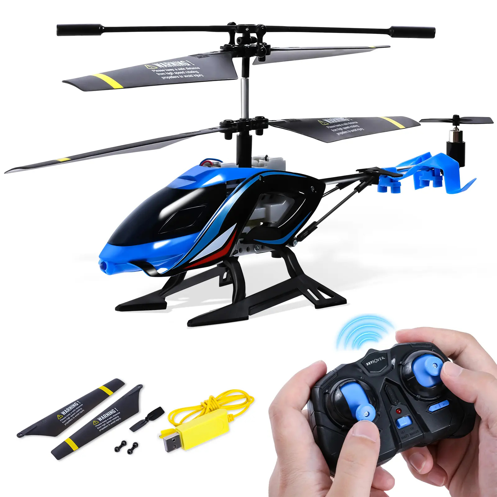 A ALPHA RC Helicopter, 2.4G Remote Control Helicopter with LED Lights Blue | Vigilante, Indoor Outdoor Remote Control Helicóptero Toy for 8 9 10 11 12+ Year Old Boys Gifts