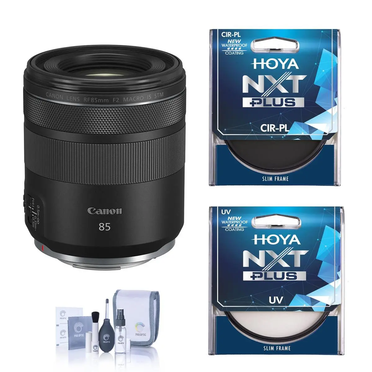 Canon RF 85mm f/2 Macro IS STM Lens, Bundle with Hoya NXT Plus 82mm CPL Filter, 82mm UV Lens Filter, Cleaning Kit