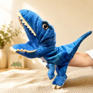 Blue Dinosaur Plush Hand Puppet | Creative Interactive Toy | Soft and Comforting Companion | Fun Role-Play Prop | Home Decor and Gift