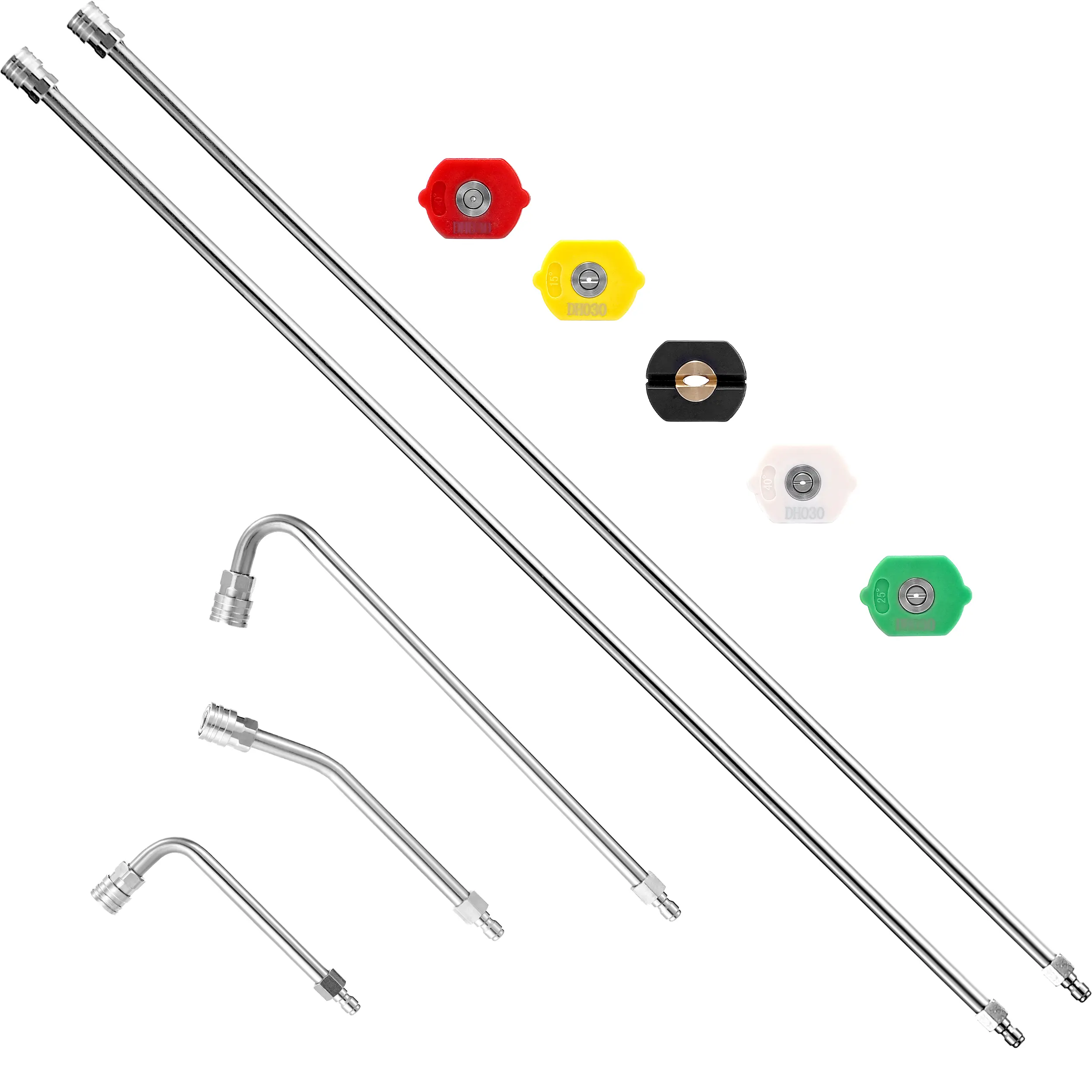 M MINGLE 120in Pressure Washer Extension Wand Tool - 4000 PSI Max Stainless Steel Upgrade Lance, Adjustable Nozzle Turbo Tips (5 Pcs), 30/90/120 Degree Curved Rod, 1/4" Quick Connect for Gutter Cleaning (DealsForYouDays), Tools And Gadgets, Pressure Washe