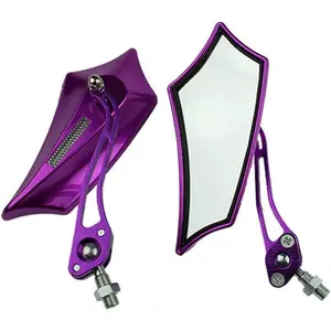 Purple Universal Motorcycle Motorbike Bike 8mm 10mm Rear View Side Mirror Scooter ATV