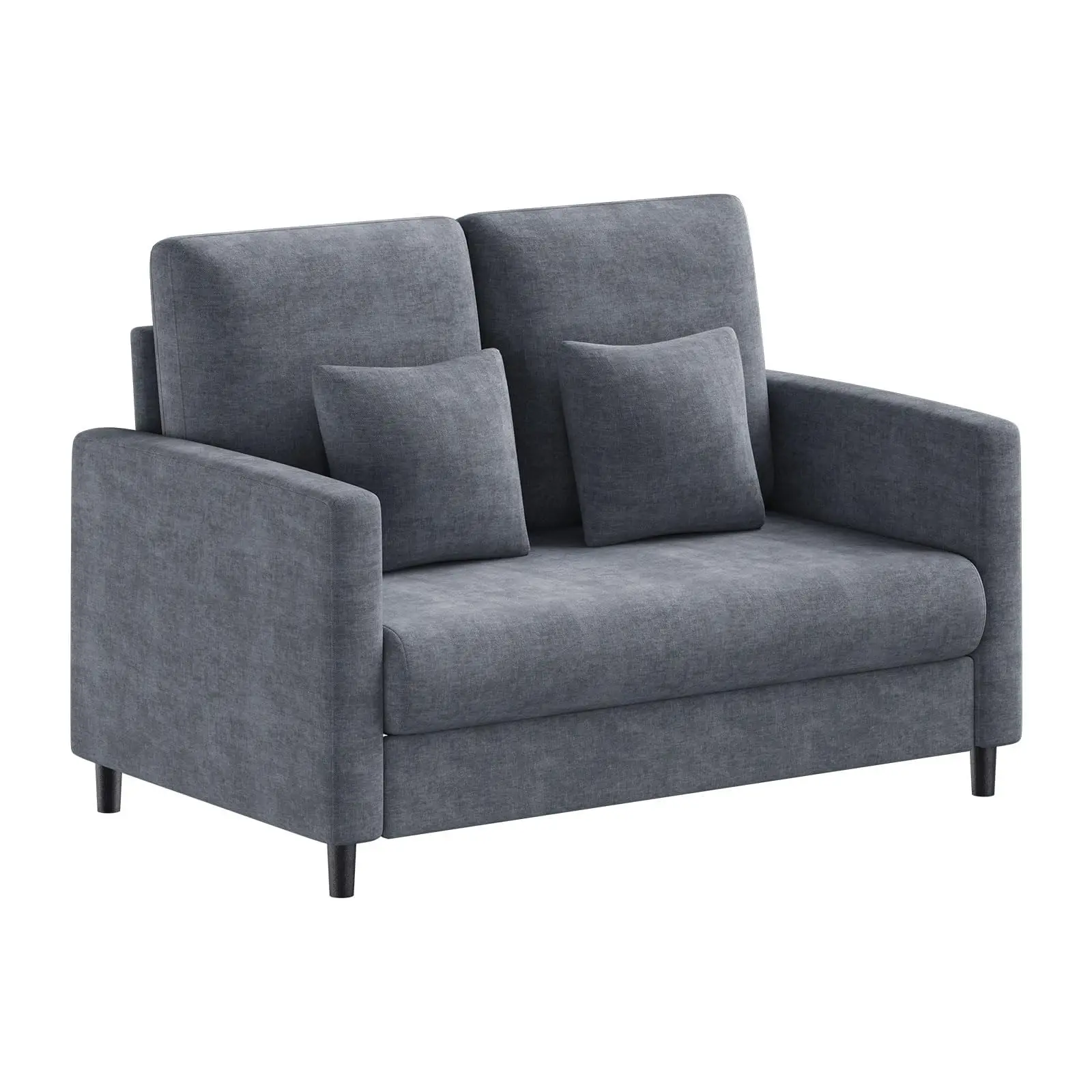 Mid-Century Loveseat Sofa - 52"-51" Length, Blue Gray Comfy Couch, Sturdy Wood Frame, 650 lbs Capacity, Tool-Free Assembly, for Reading, Lounging, Living Rooms, Apartments, Small Spaces