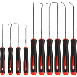 Hook and Pick Set - 10 count Precision Pick Tools with Non-Slip Grip for Automotive, O-Ring, Seal & Gasket Removal, Mechanical and DIY Use Tool Set, Picks Precision Hooks Puller Remover Tools