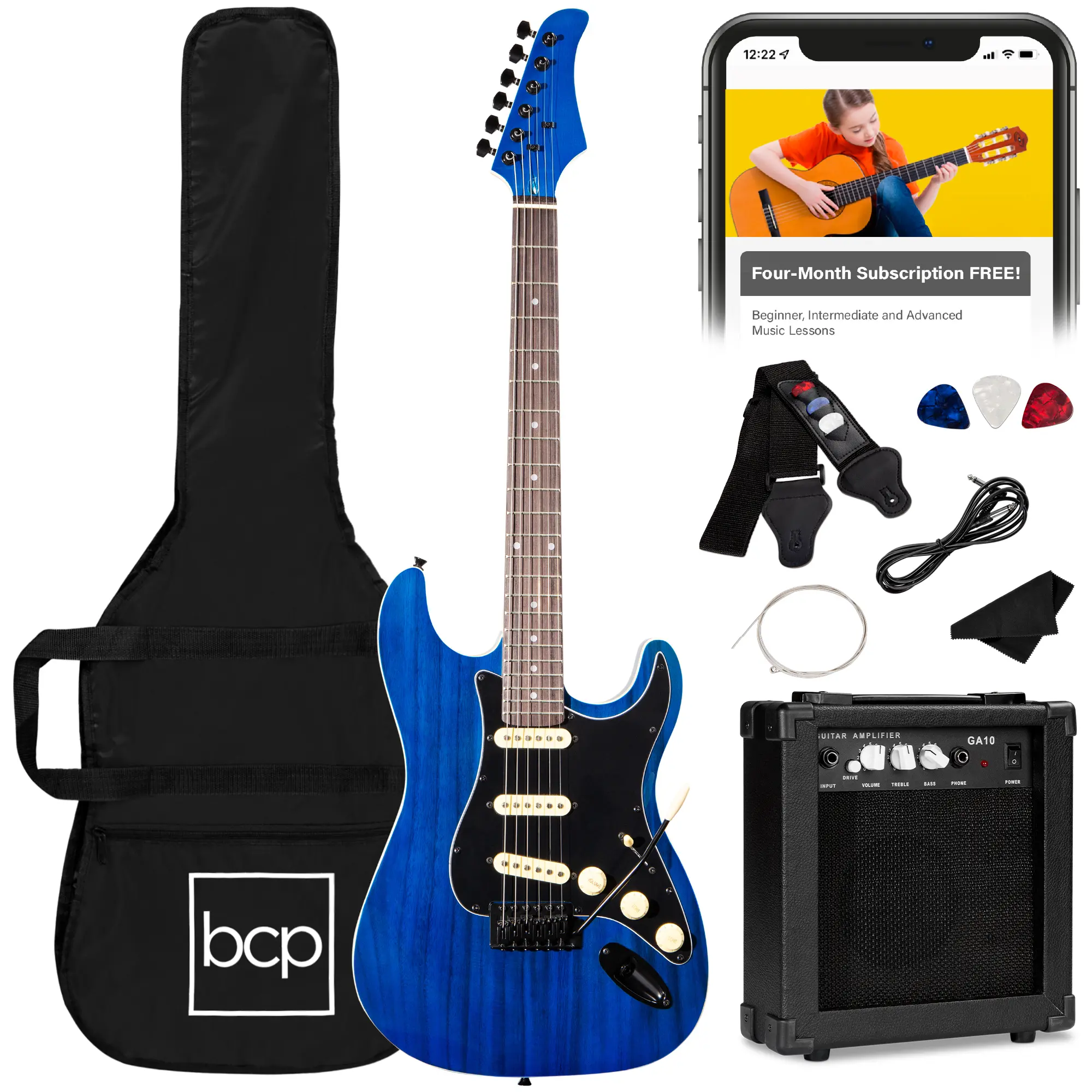 Best Choice Products 39in Full Size Beginner Electric Guitar Kit with Case, Strap, Amp, Whammy Bar Best Choice Products 39in Full Size Beginner Electric Guitar Kit with Case, Strap, Amp, Whammy Bar