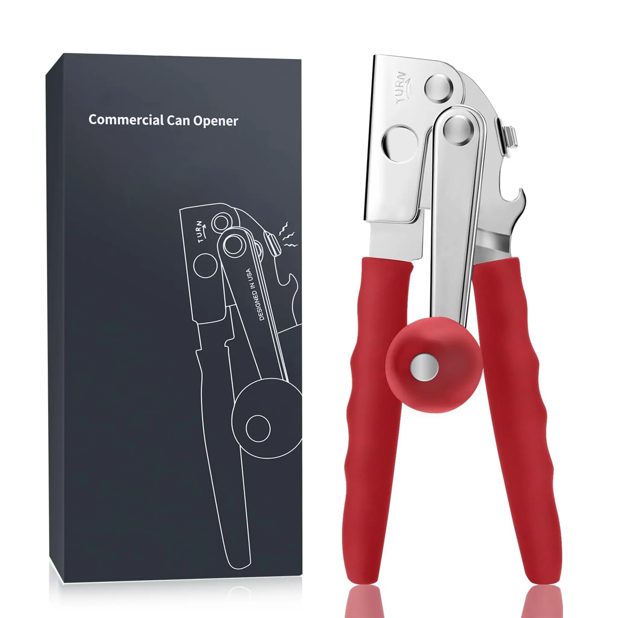 Manual Can Opener with SoftHandles,Commercial Can Openers HeavyDuty, Ergonomic Easy-Turn Crank forSeniors,Industrial Can Opener for Restaurant