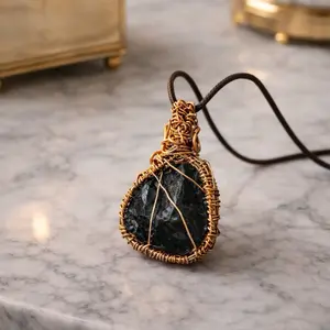Black Tourmaline Copper Wrapped Necklace – Protection & Grounding