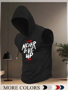 Men's Fashionable Sports Hooded Vest for Summer, Casual Sporty Vest, Casual Fitted Lightweight Knit Tank Top, Perfect Activewear for Outdoor Activities