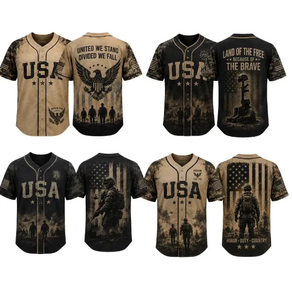 USA Patriotic Baseball Jersey, American Flag Military Shirt, Veteran Tribute Jersey, Freedom Eagle Baseball Jersey, Army Soldier Graphic Button Up, 4th of July Apparel, Independence Day Gift, USA Pride Uniform, Tactical Camo Jersey, Gift for Men Women