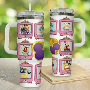 Retro Kids TV Shows Inspired Tumbler 20oz 40oz With Handle, Classic Cartoon and Teen Movie Aesthetic Cup, Nostalgia Gift for Childhood Fans, Y2K Style Drinkware