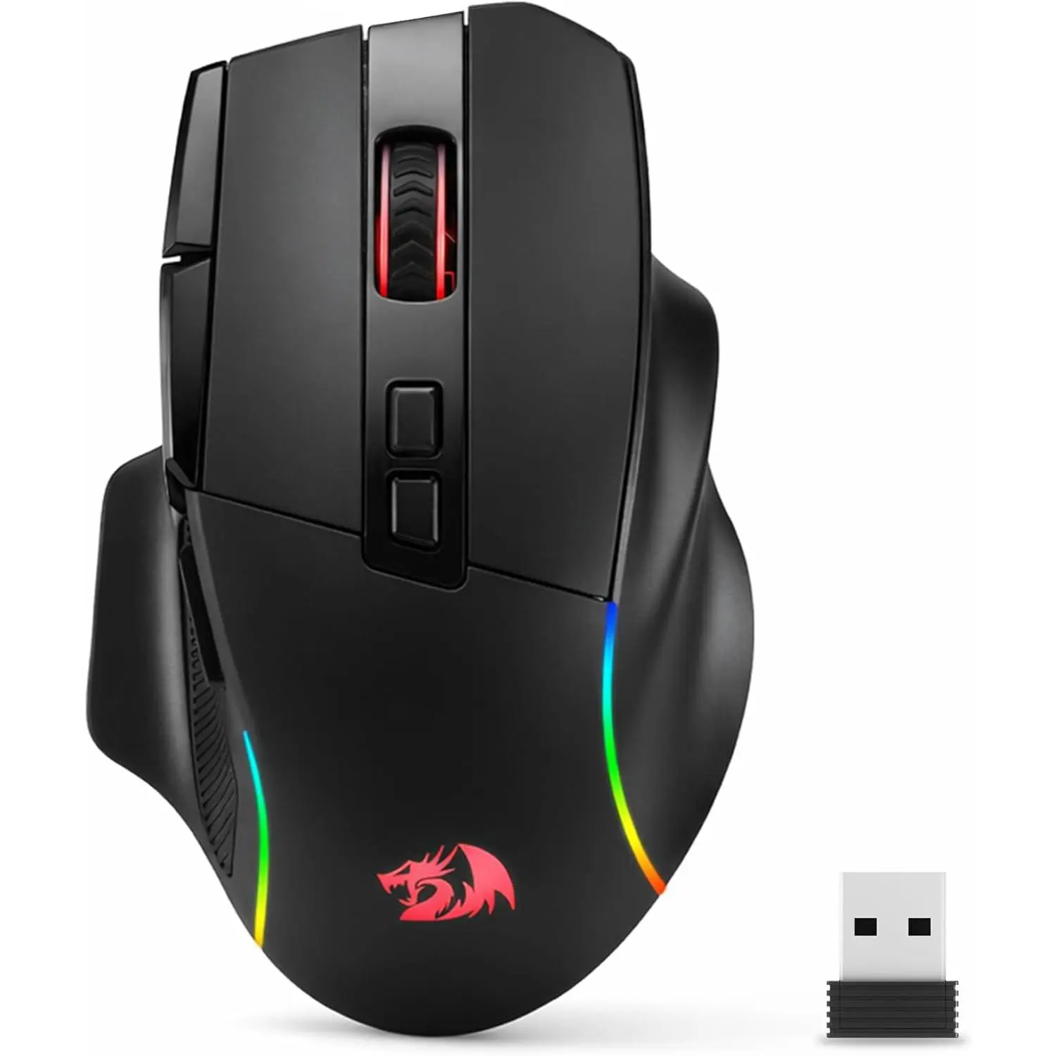 Redragon M925 PRO Wireless Gaming Mouse - PC Gaming Accessories with 26,000 Max DPI Optical RGB Lighting, 10 Programmable Buttons, Ergonomic Natural Grip, Software-Supported DIY Keybinds & DPI Redefinition, Black