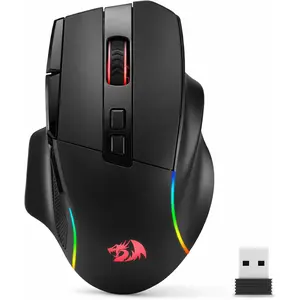 Redragon M925 PRO Wireless Gaming Mouse – PC Gaming Accessories with 26,000 Max DPI Optical RGB, 10 Programmable Buttons, Ergonomic Natural Grip, Software-Supported DIY Keybinds & DPI, Black