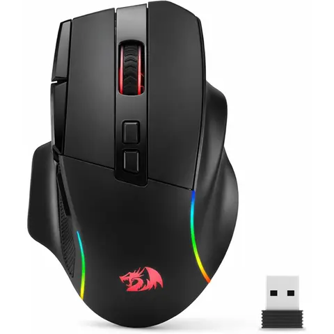 Redragon M925 PRO Wireless Modern Gaming Mouse - PC Gaming Accessories for Gamers, Long-Lasting, 26000 Max DPI Optical RGB Lighting, 10 Programmable Buttons, Ergonomic Grip, Software-Supported DIY Keybinds, DPI Redefinition, Consistent Feedback, Black