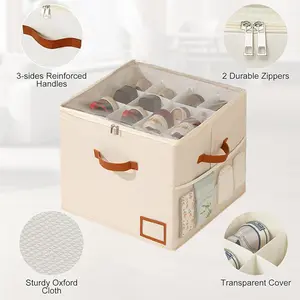 2 Pack Shoe Organizer for Closet, Foldable Shoe Storage Organizer Box Bin with Adjustable Dividers and Clear Cover, Fits up to 16Pairs