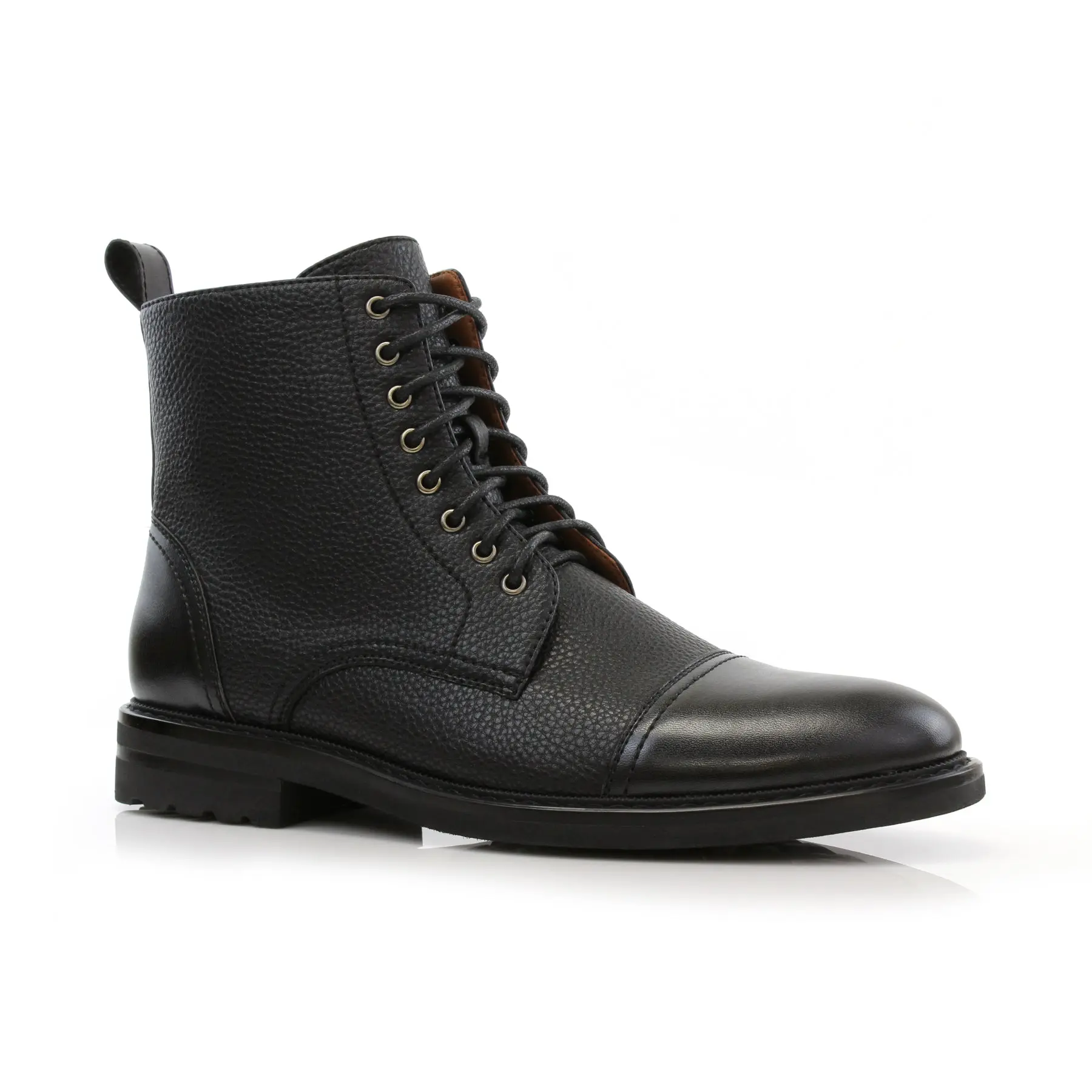 Polar Fox Wright cap-toe derby dress boots, in Grained Black, Men's Size 6.5 - 13
