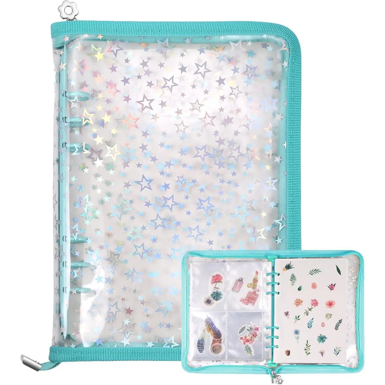 4 in 1 Sticker Storage Organizer, Sticker Binder with Storage Sleeves and Release Paper,  Sticker Collecting Book Album Holder, A5 Blank Sticker Container Organizer