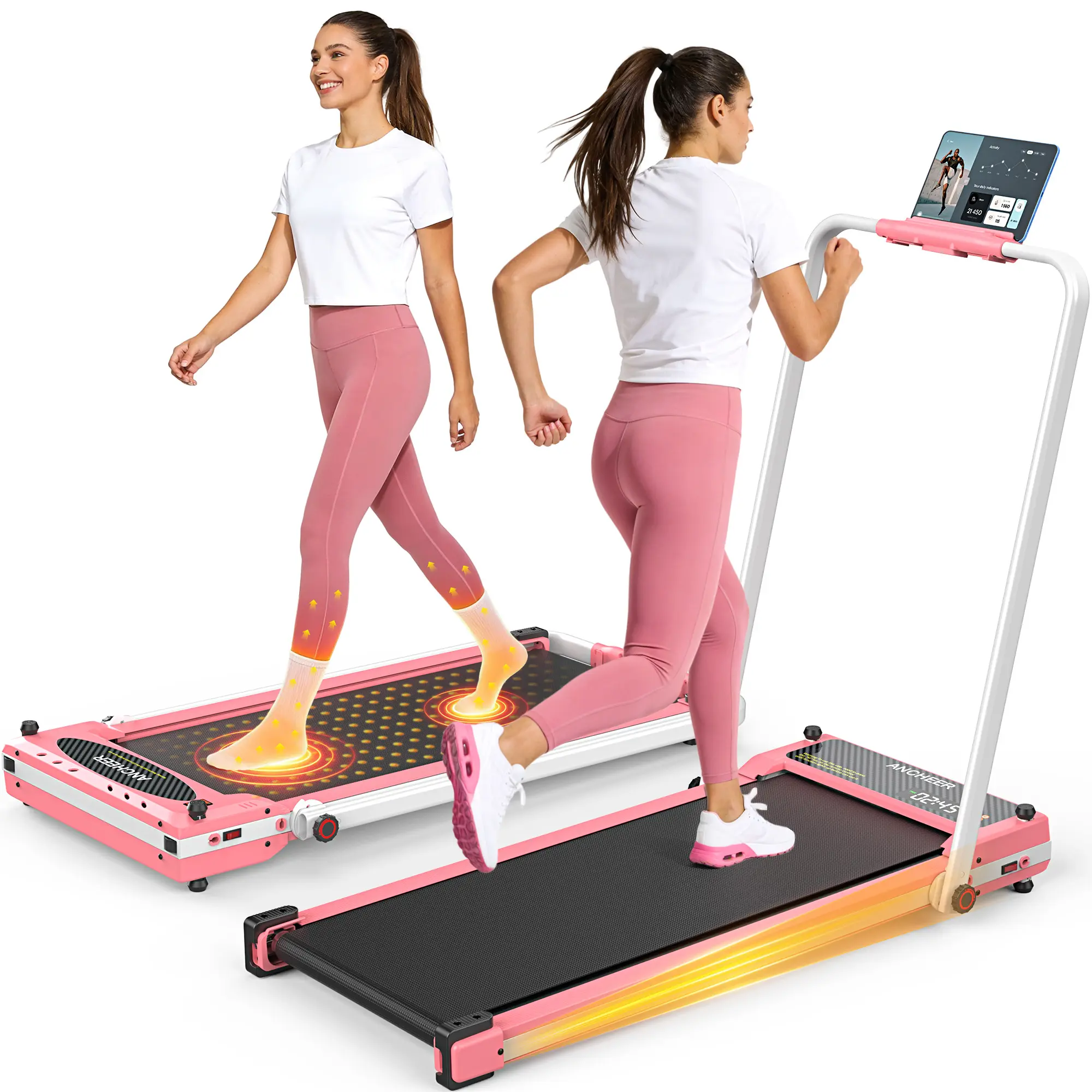 2-in-1 treadmill with running and walking massage functions, The armrests fold down, and the casters make it easy to move ,maximum weight capacity of 350 pounds , Home Gym Equipment Exercise Machine Home Workout tiktokshopbacktoschool