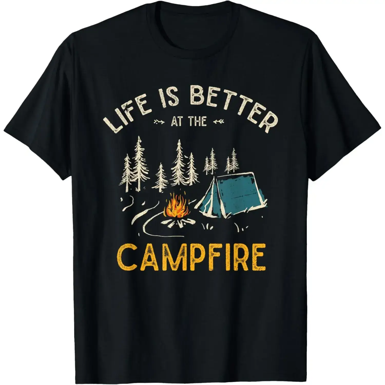 100% cotton Unisex Life Is Better At The Campfire Funny Camper Camp Camping T-Shirt