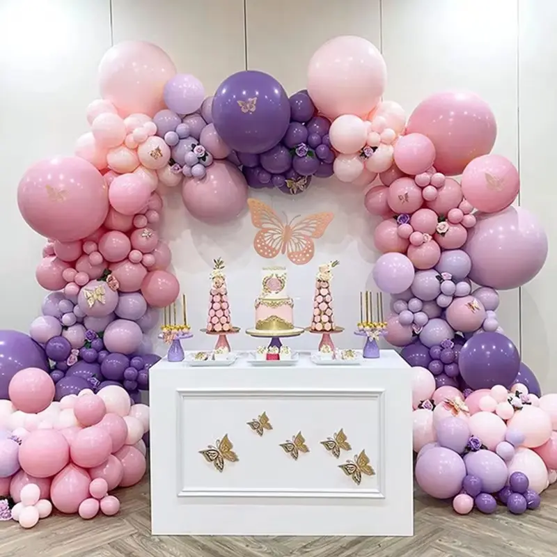 Pink-Purple Butterfly Balloon Arch Kit with Balloon Arch Frame, Festive Party Supplies for Birthday, Baby Shower Decorations, Balloon Arch Kits, Pink Purple Butterfly Balloons
