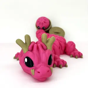 Dumpling Dragon with Clicker Tail Fidget Toy, 11 Inches  3D Printed Articulated Baby Dragon - ABDD-TEAL