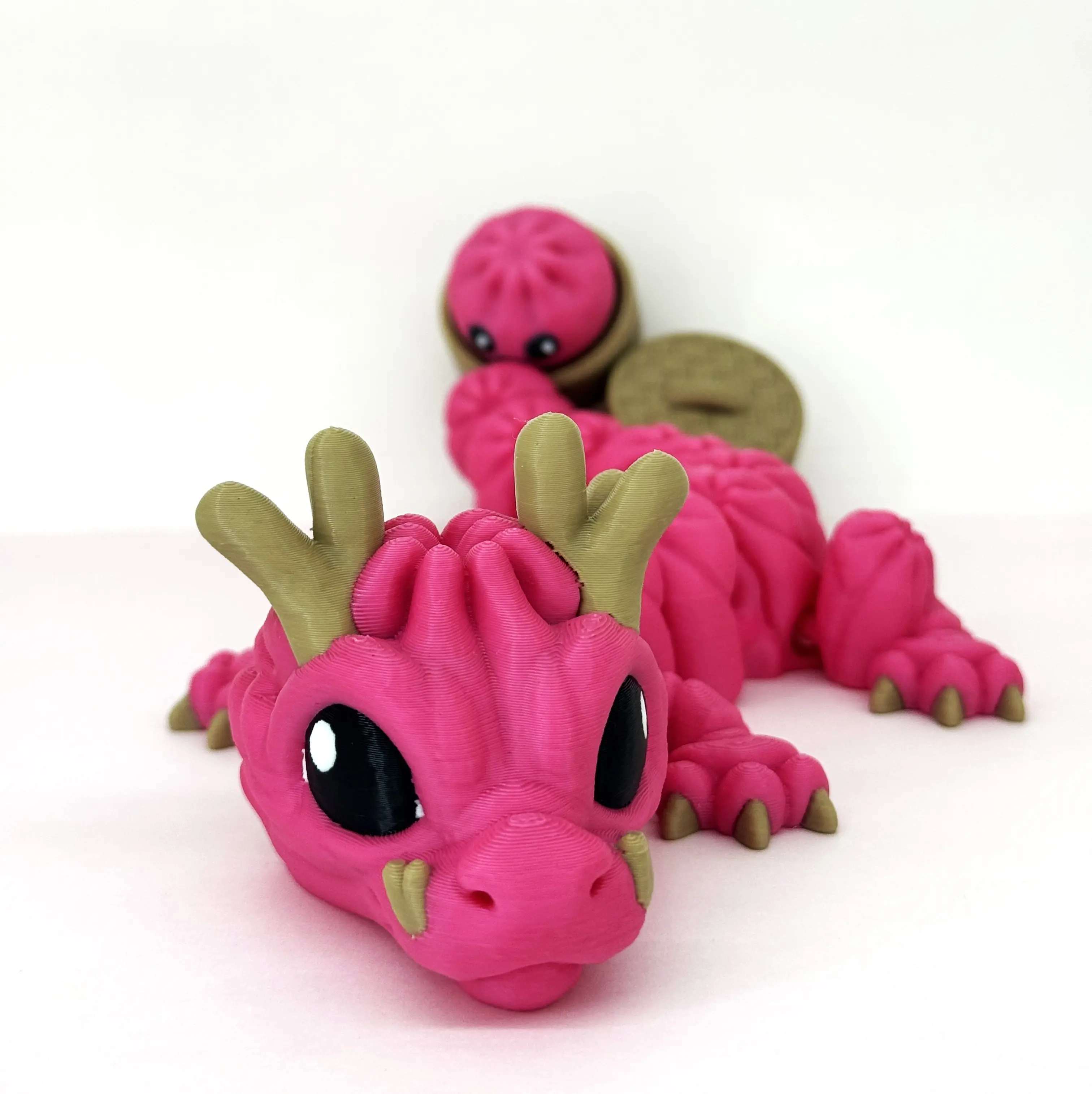 Dumpling Dragon with Clicker Tail Fidget Toy, 11 Inches  3D Printed Articulated Baby Dragon - ABDD-TEAL