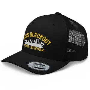 RIVEMUG NG USS Blackout Embroidered Curved Bill Trucker Hat Mid Crown Adjustable Funny Captain Hat Party Cap