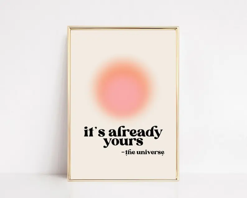 manifestation art print | retro print | affirmation wall art | 70s wall art | manifest poster | trendy decor | gradient | no frame